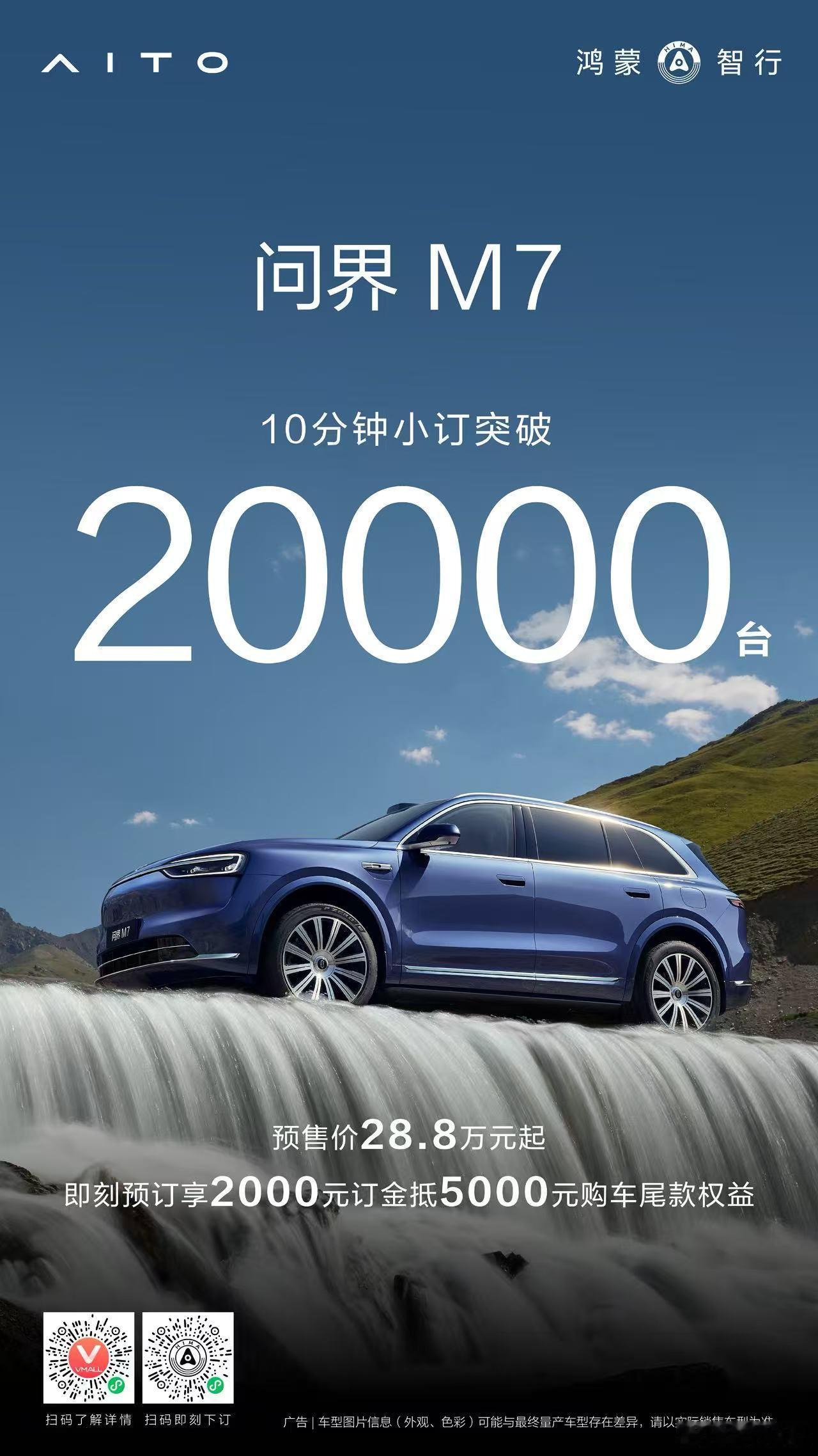 全新问界m7 10分钟小订破20000台！你们手速都这么快的吗吗？难怪商城干崩了