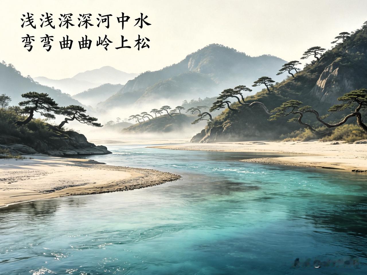 看到“浅浅深深河中水”这一上联，我顿时来了兴致。

此上联巧用“浅浅深深”，将河