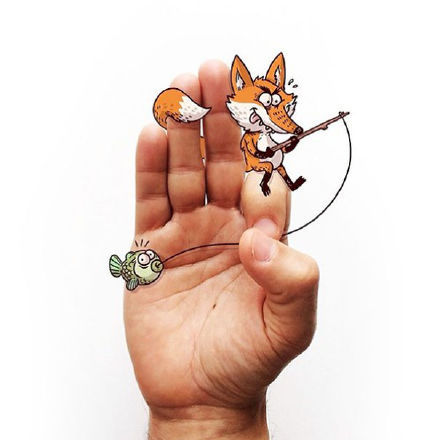 Alex Solis创意插画，没错，又是这个画家，不过这 一次是萌萌哒的手掌萌物