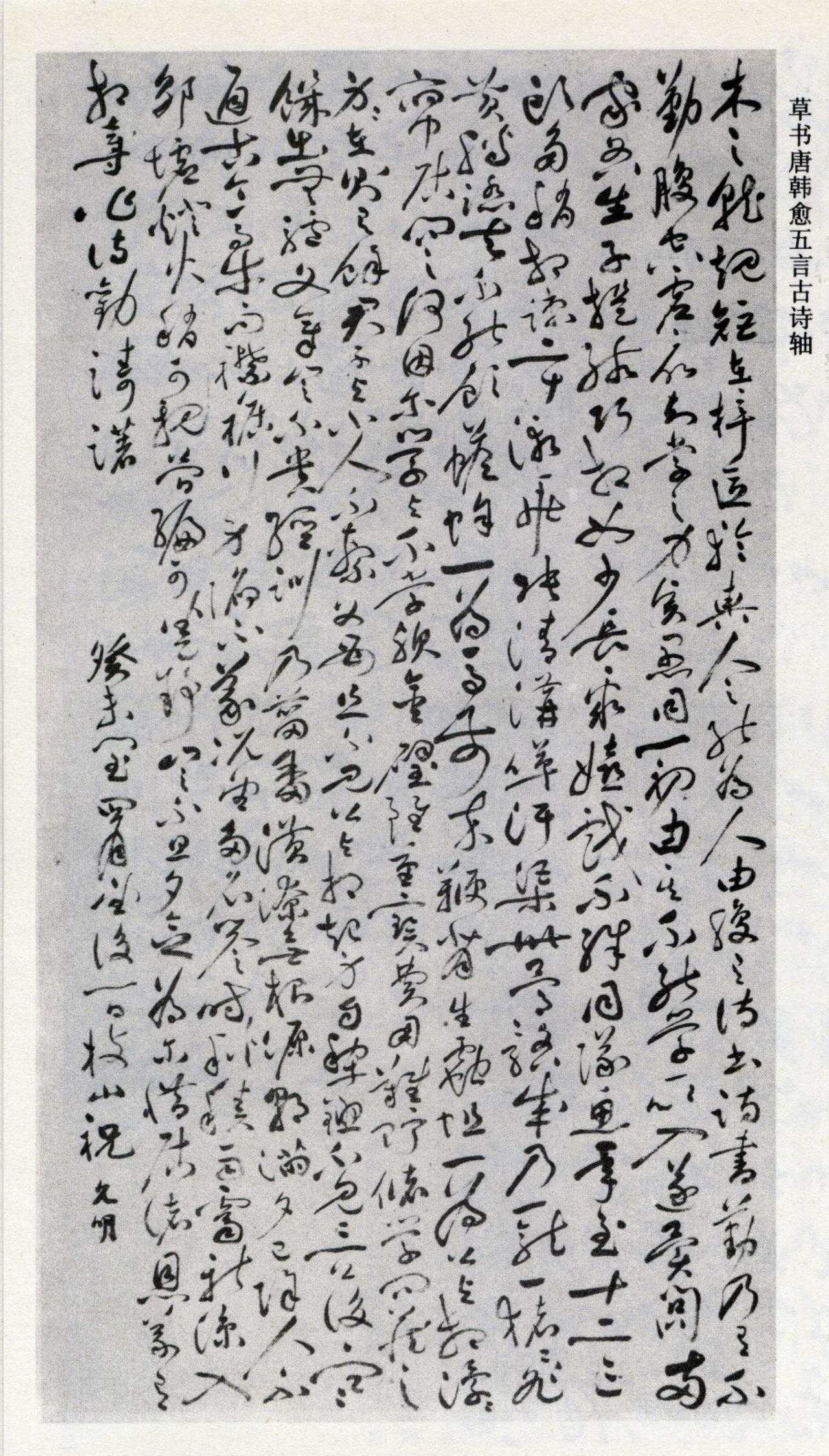 祝允明草书韩愈五言诗轴书法欣赏