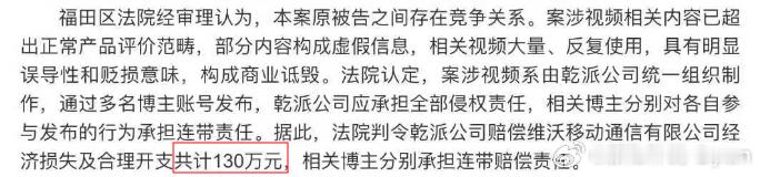 MCN组织博主诋毁品牌被判赔130万乾派赚得盆满钵满，博主都被当枪，6%收益也是