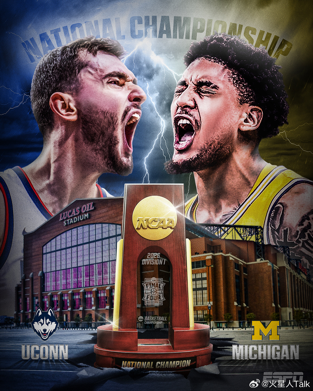 2025-2026赛季NCAA男篮疯狂三月 全国决赛康涅狄格大学🆚密歇根大学，