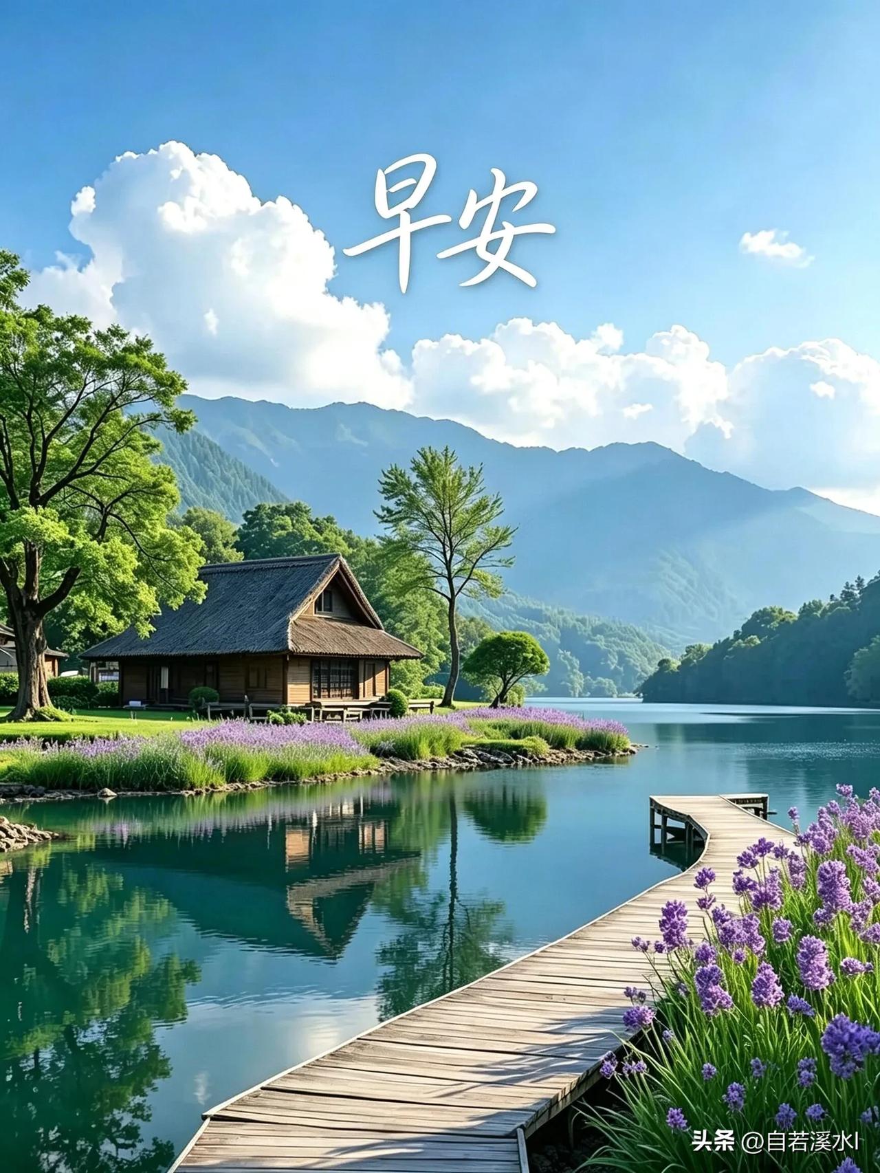  清晨的微风捎来问候，愿你一整天轻松自在，早安。