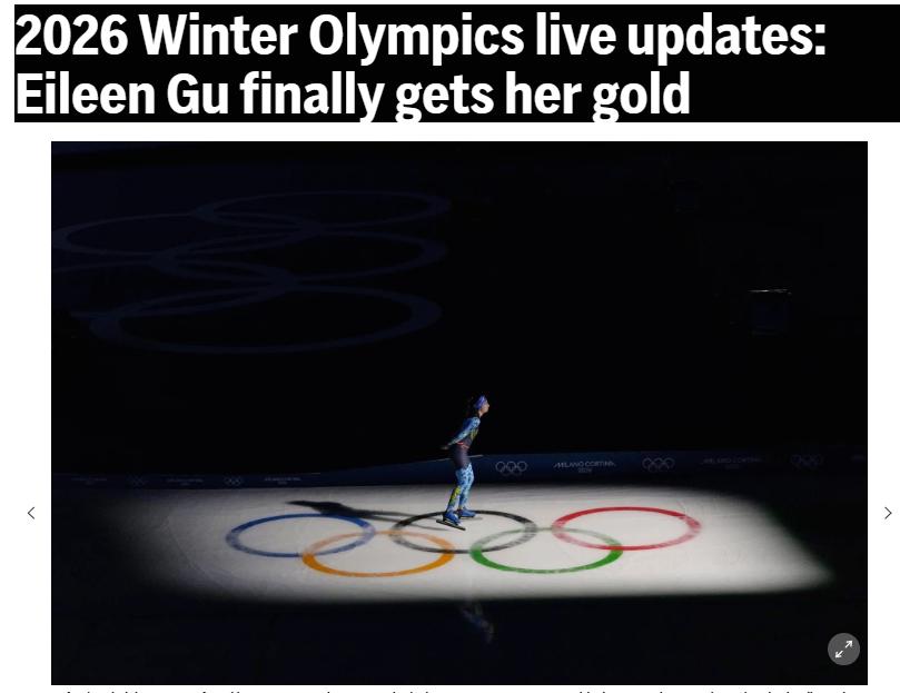 美联社消息，谷爱凌于周日卫冕了她的奥运滑雪半管冠军，使她冬季奥运生涯六个项目获得