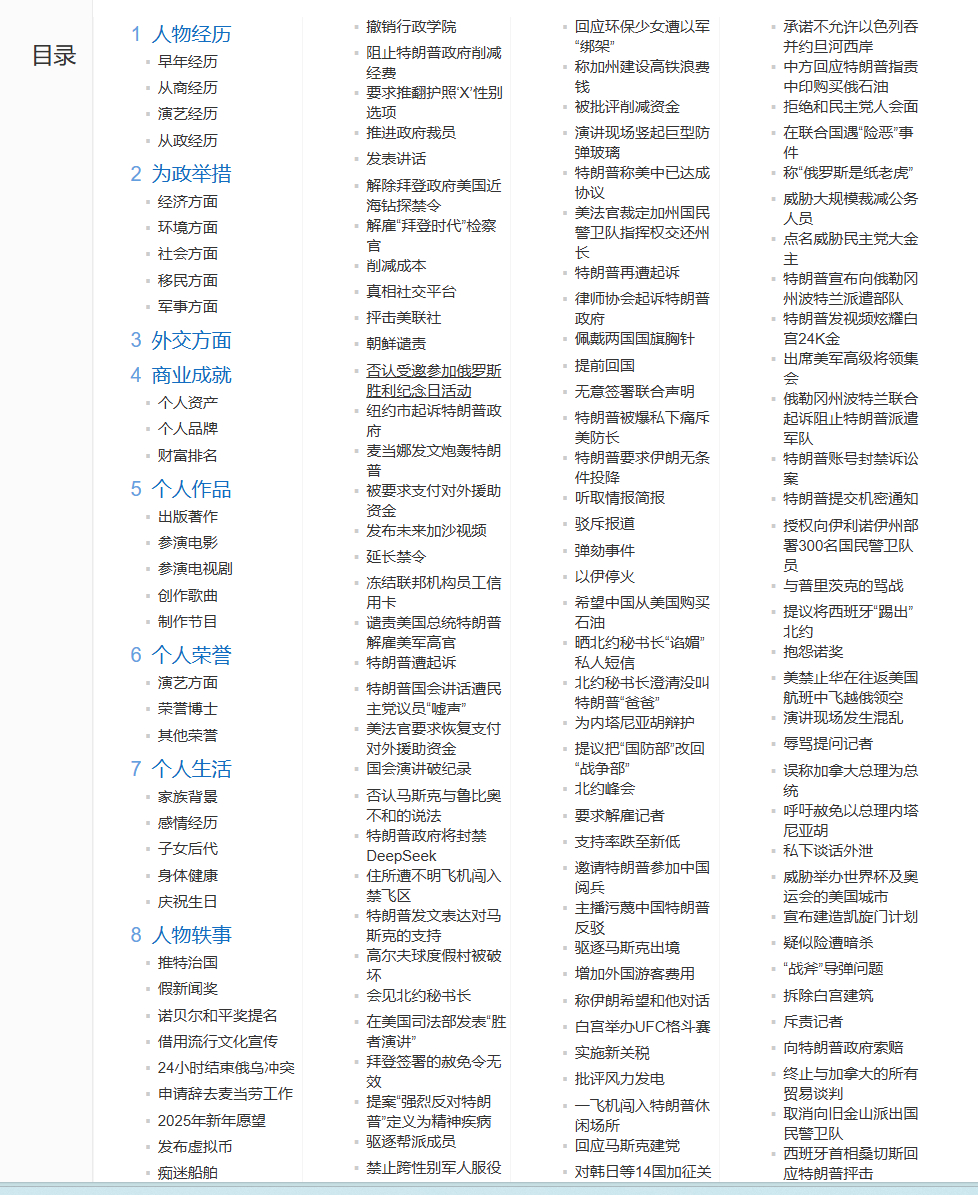 冷知识，今天是特朗普就职一周年这一年好漫长哦对了，给大家看看百度百科上特朗普的目