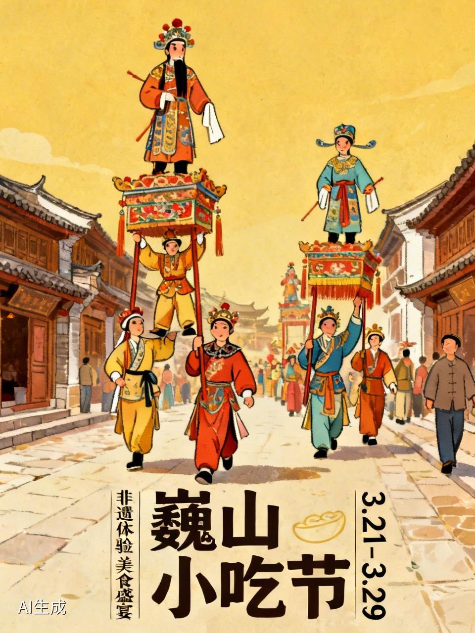 第十三届巍山小吃节太让人惊喜了，省级非遗巍山高台社火在开街仪式上亮相，简直绝了！