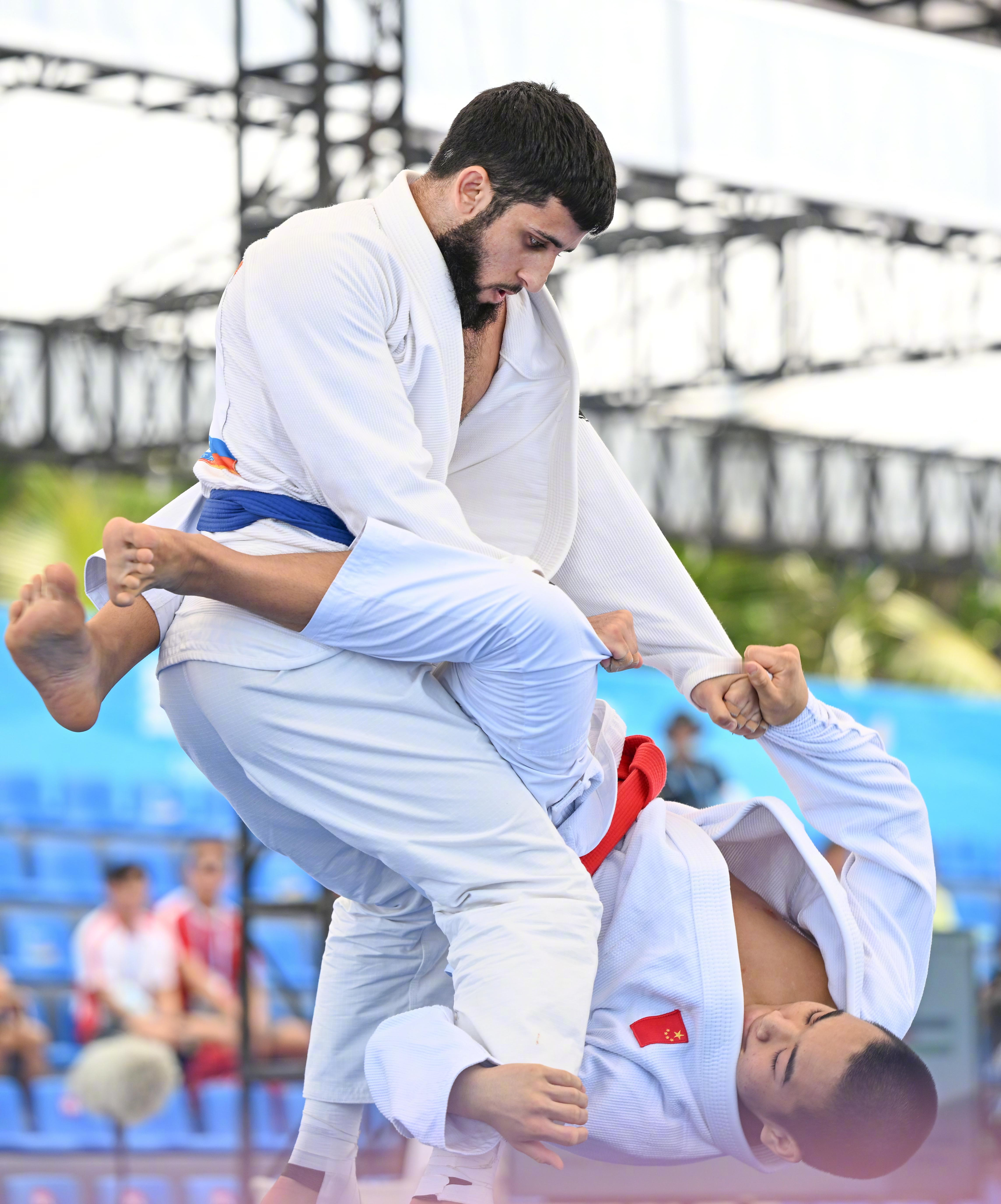 三亚亚沙会4月23日，第六届亚洲沙滩运动会柔术女子52公斤级比赛在海南三亚举行。