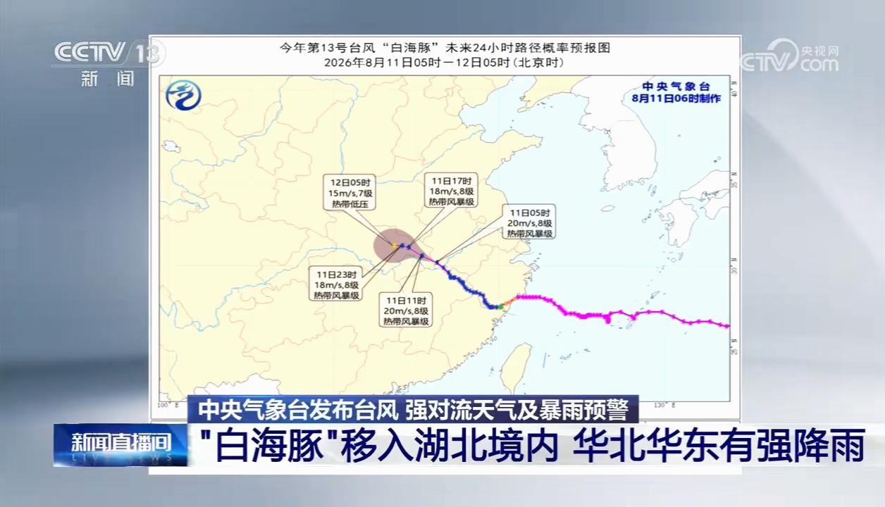 中央气象台连发预警：“白海豚”移入湖北，华北华东强降雨来袭，这些风险别大意
 