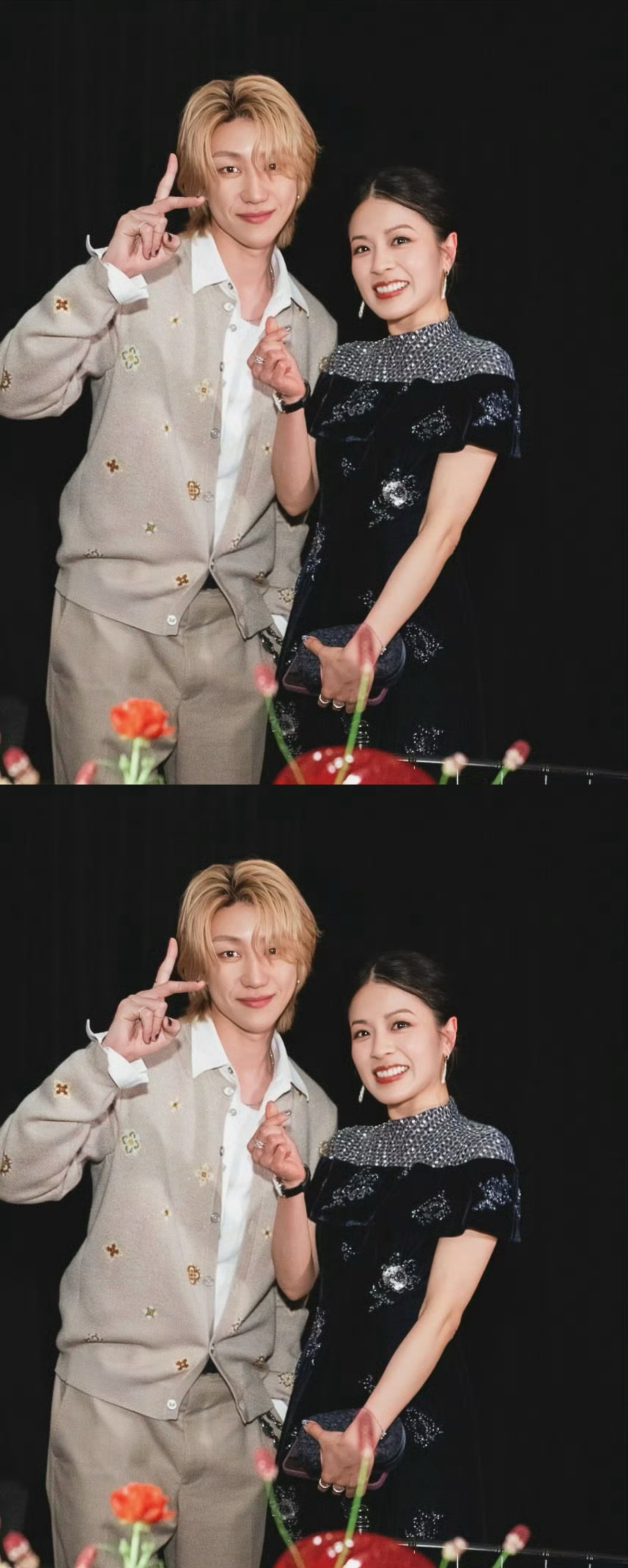 徐明浩是合照打卡点吧 徐明浩和朗廷酒店集团副总裁的合照 明浩变成小树杈合照打卡点