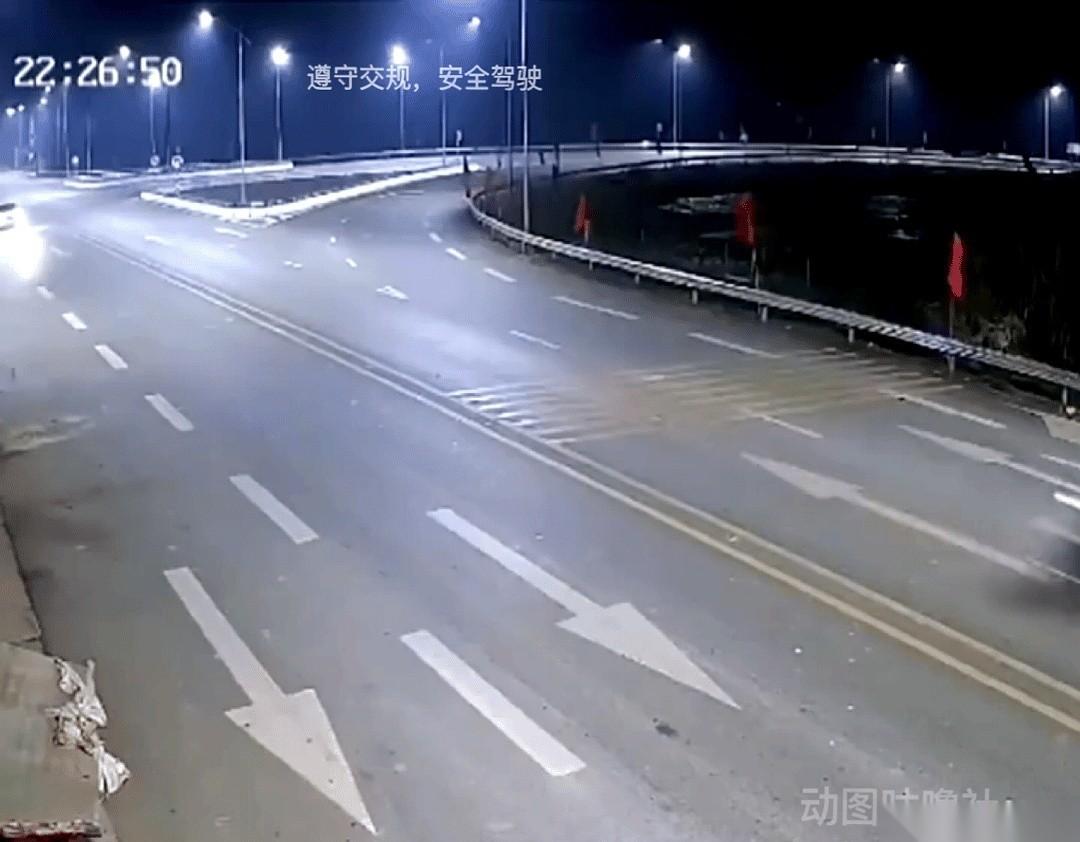 路口冲出来一团黑影，直接在半空中滚了三圈。
底下那辆白色小车，前脸整个被撕开，像