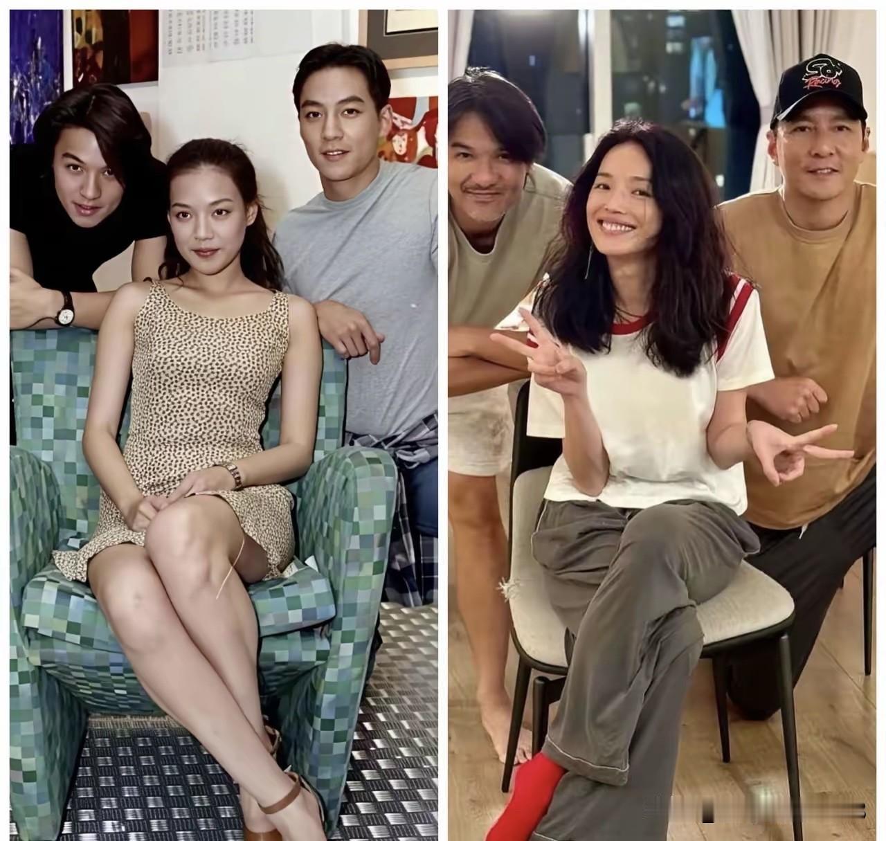 这里面除了舒淇，两个男人都老成了油腻大叔了，舒淇年轻的时候穿着连衣裙，颜值一般，