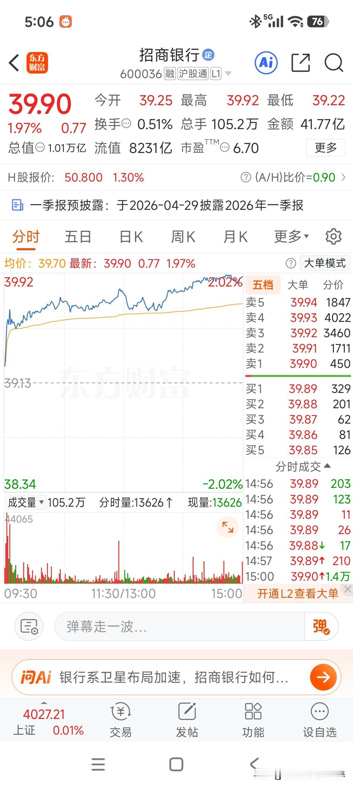 比隔壁的兴业争气多了，招商今年虽看着弱，截止到目前26年也就调整了3个点不到，隔