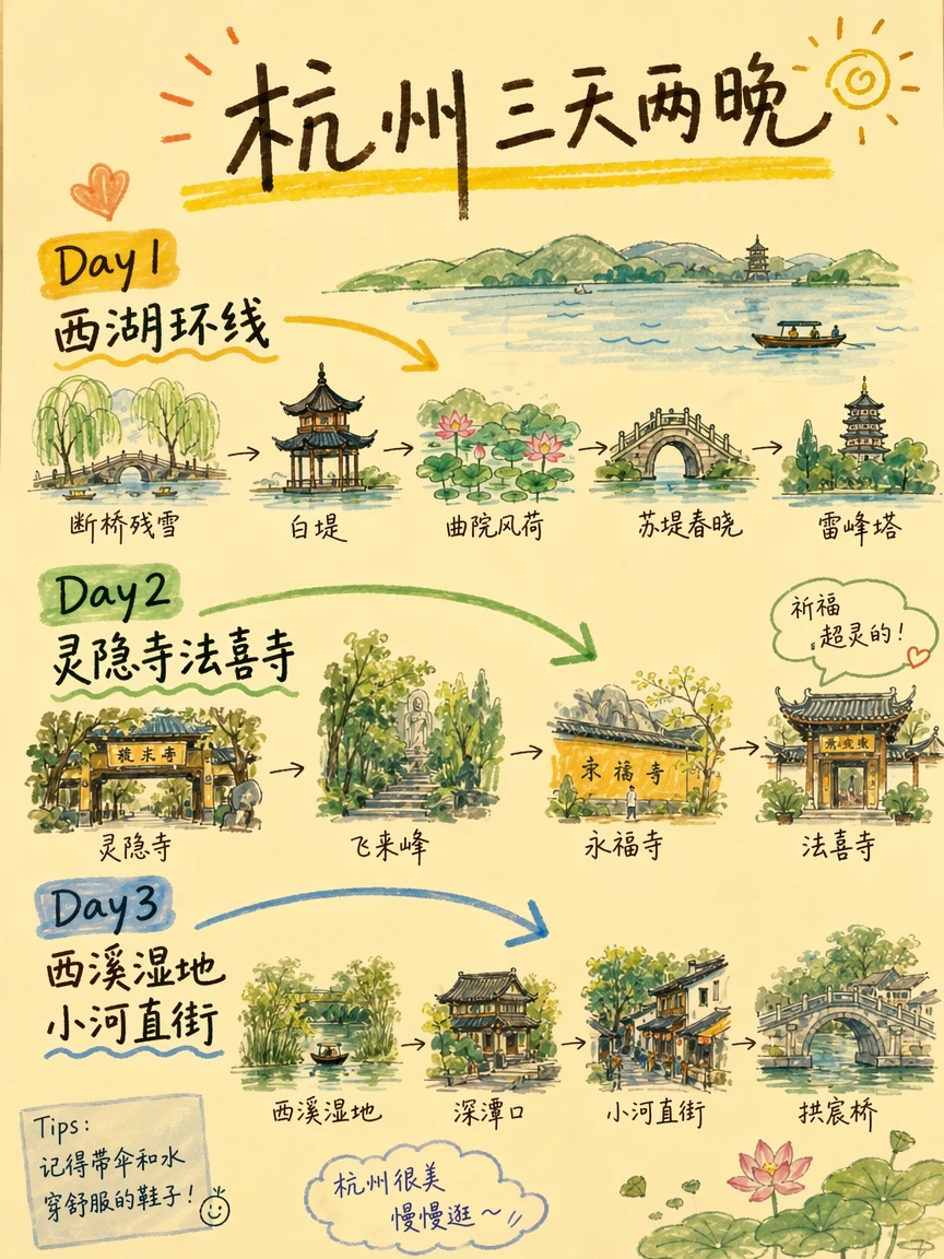 杭州三天两晚｜不绕路逛吃攻略
