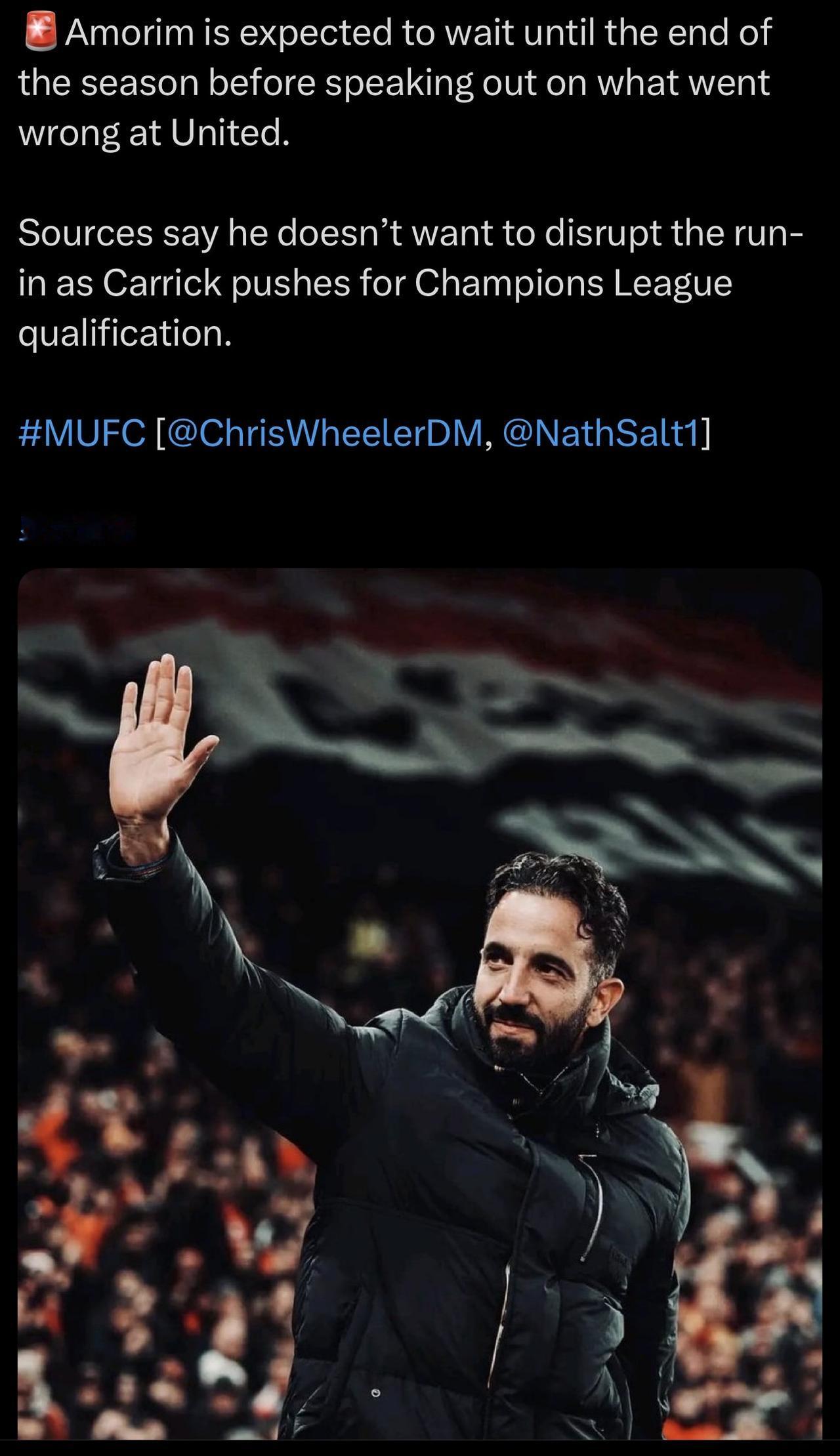 谁没点八卦之心啊，非常好奇阿莫林这个大嘴巴，准备怎么喷曼联的管理层了[呲牙]
只