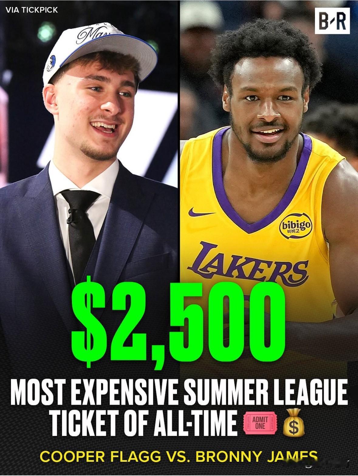 弗拉格VS布朗尼暴增NBA夏季联赛关注度，其比赛门票最贵2500美元创纪录。
