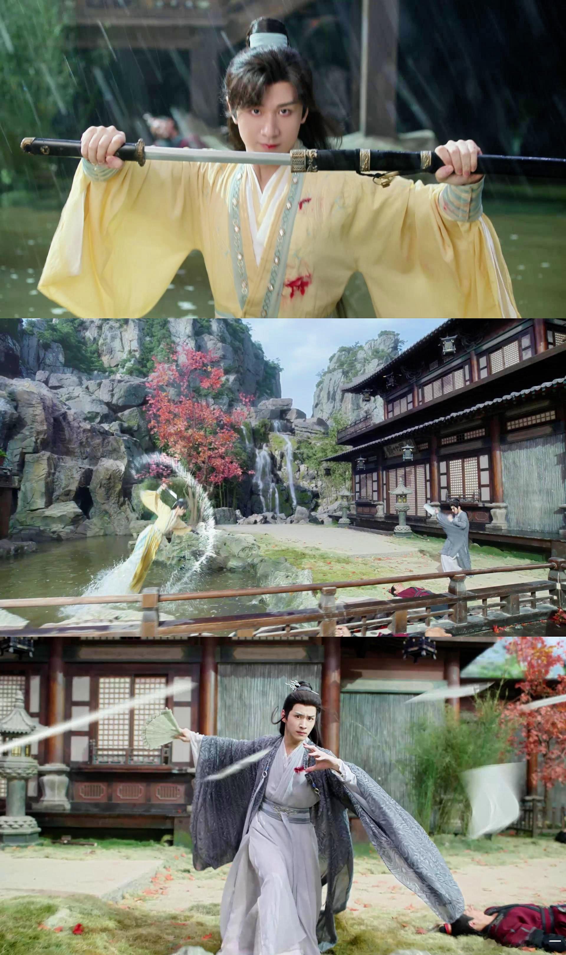 赴山海男一男二大战萧秋水本来失去了内力，根本没法和权力帮抗衡，好在有两位前辈注入