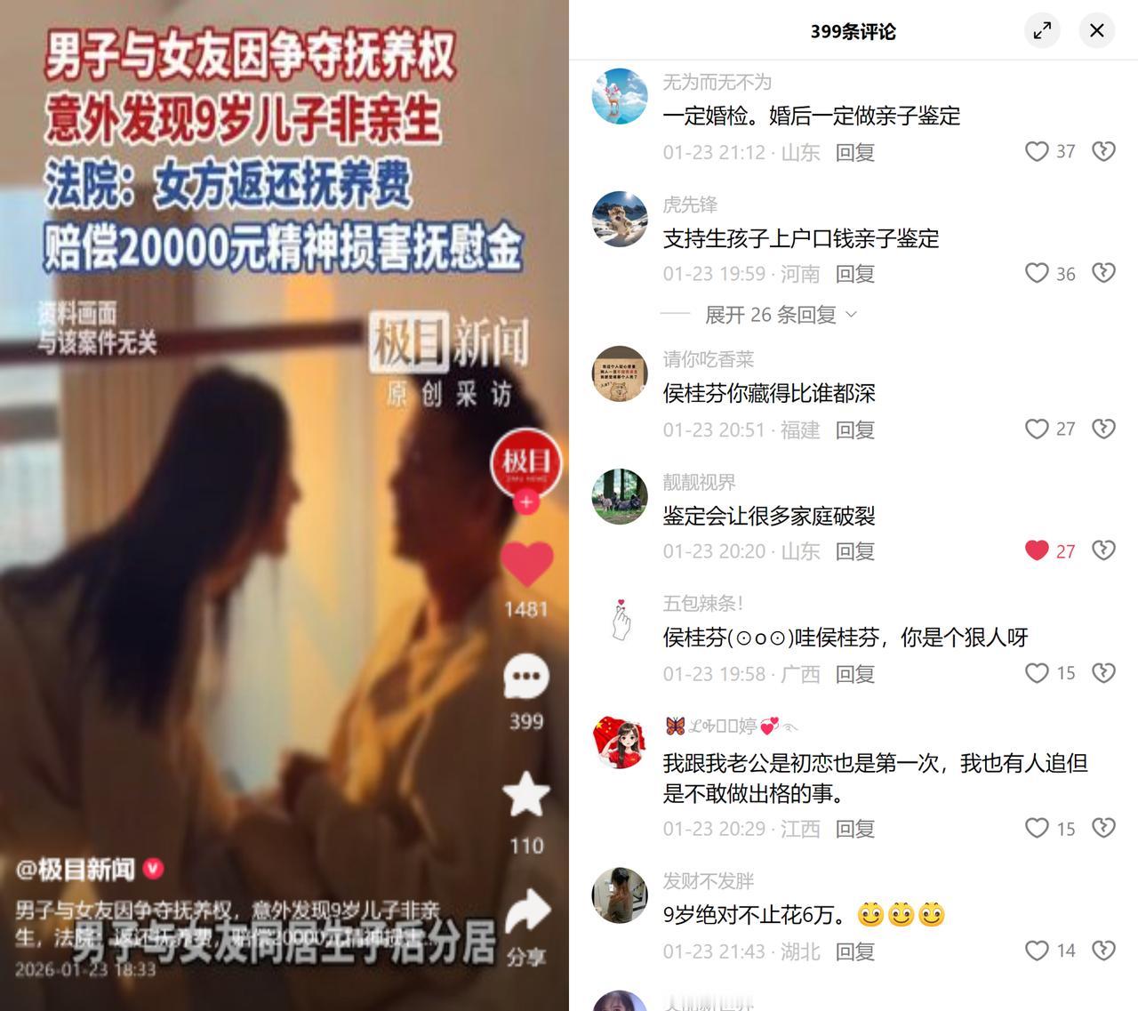 龚军养了9年的儿子，突然发现不是自己的，法院判女方还他3万8。

这事说起来