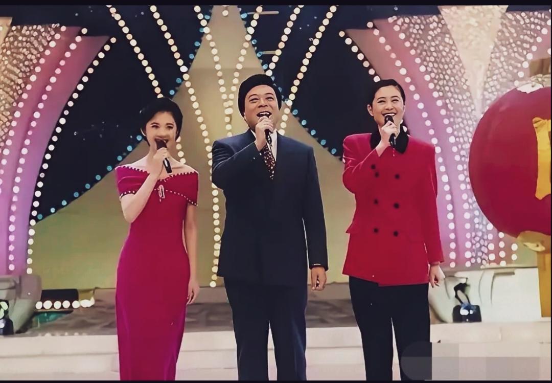 1995年春节晚会的三个主持人，也是赵忠祥，倪萍老师的高光时刻，左边这位漂亮的美