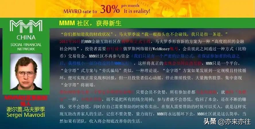 还记得吗？

1994年7月24日，俄罗斯历史上著名的“MMM金融互助骗局”彻底