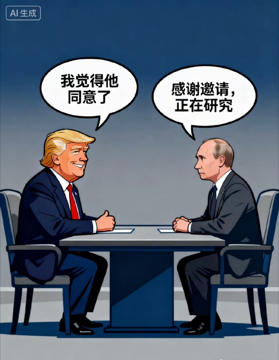 特朗普说普京同意了普京说还没和平戏码演双簧 霸权私心藏不住“自说自话成笑柄，欲盖