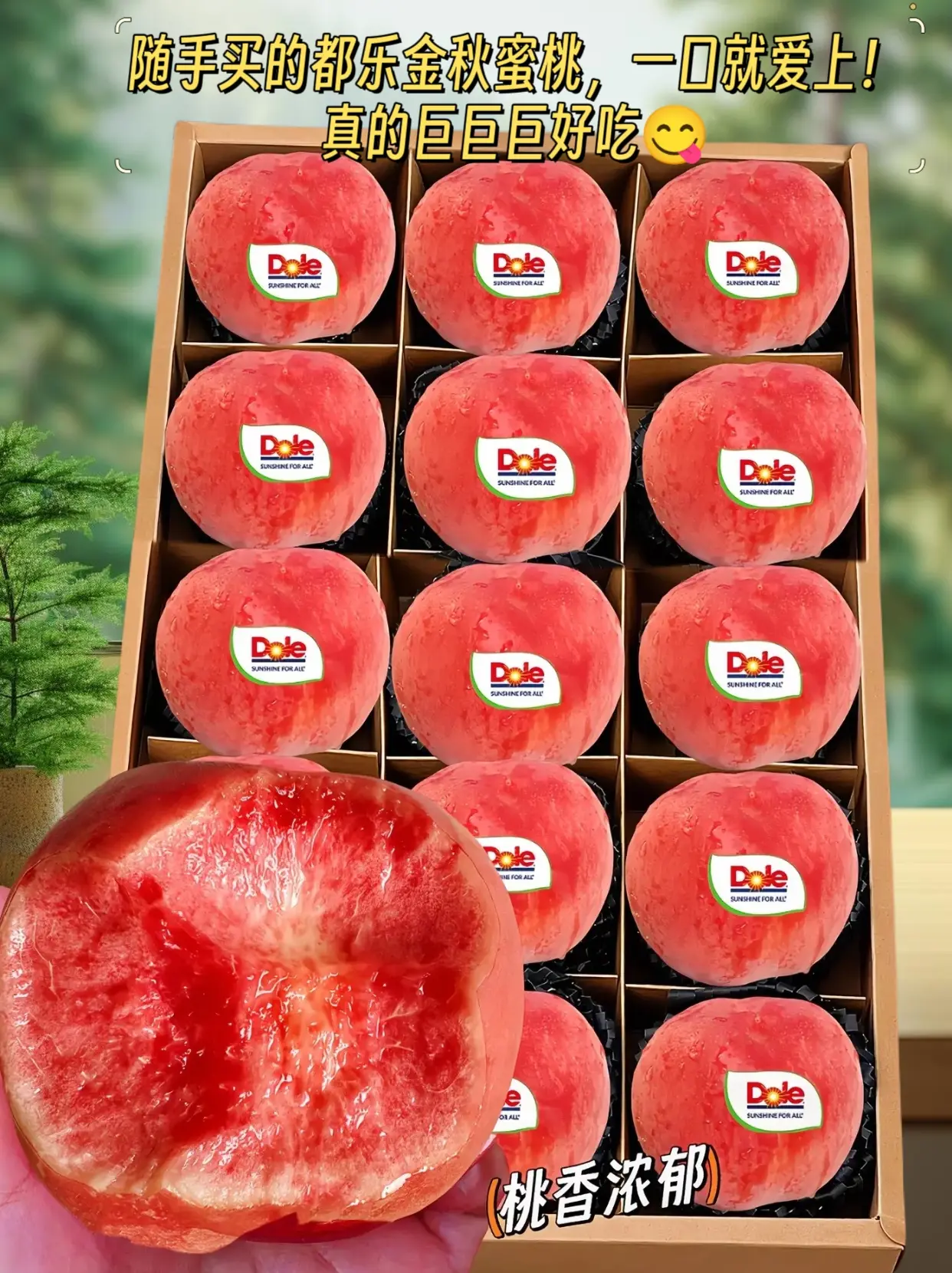 金秋蜜桃🍑上市了！去年吃过一次，就念念不忘！色泽鲜红诱人，果肉脆嫩细...