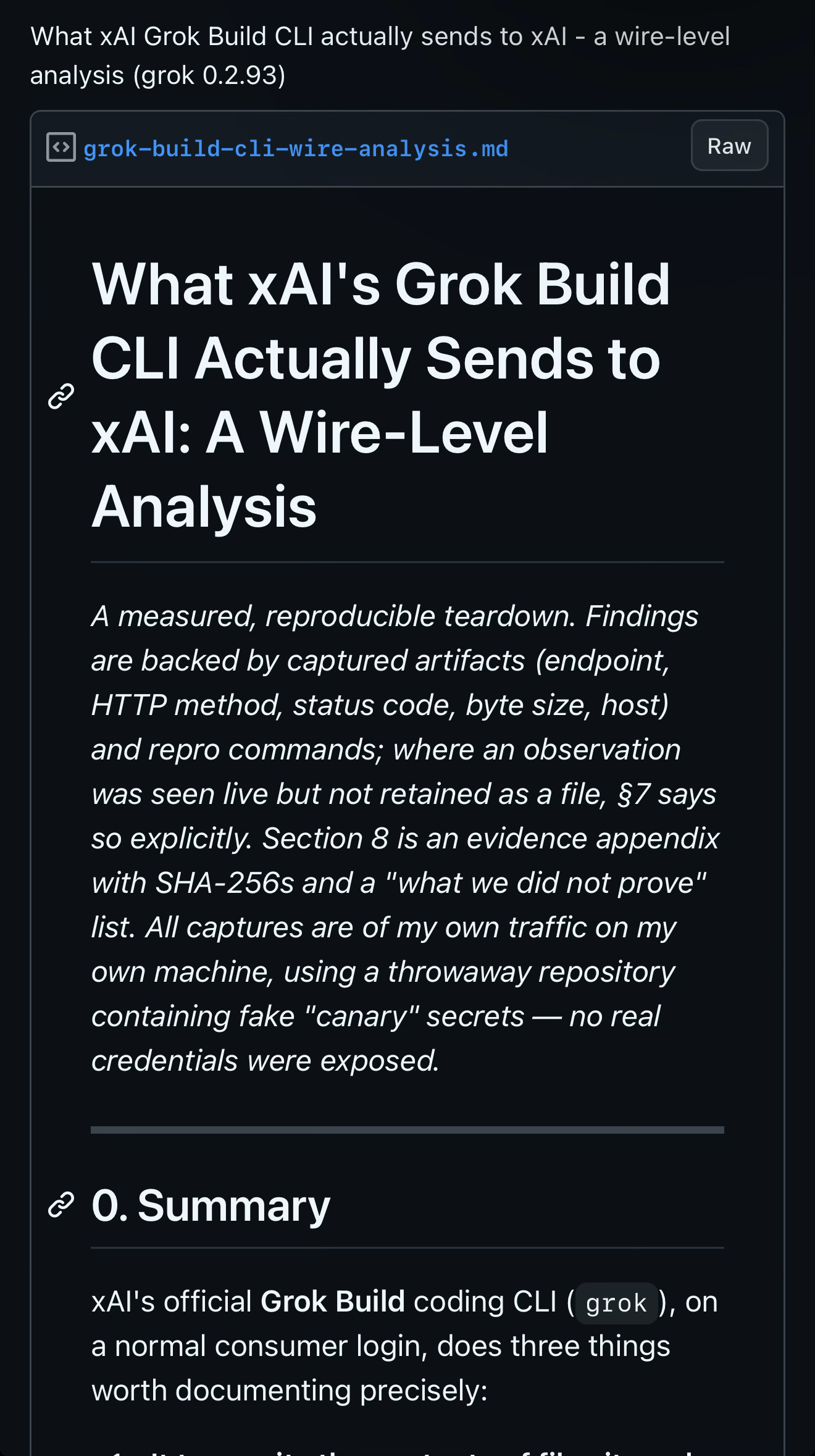 安全研究员 cereblab 发现 Grok Build CLI 会把整个代码仓