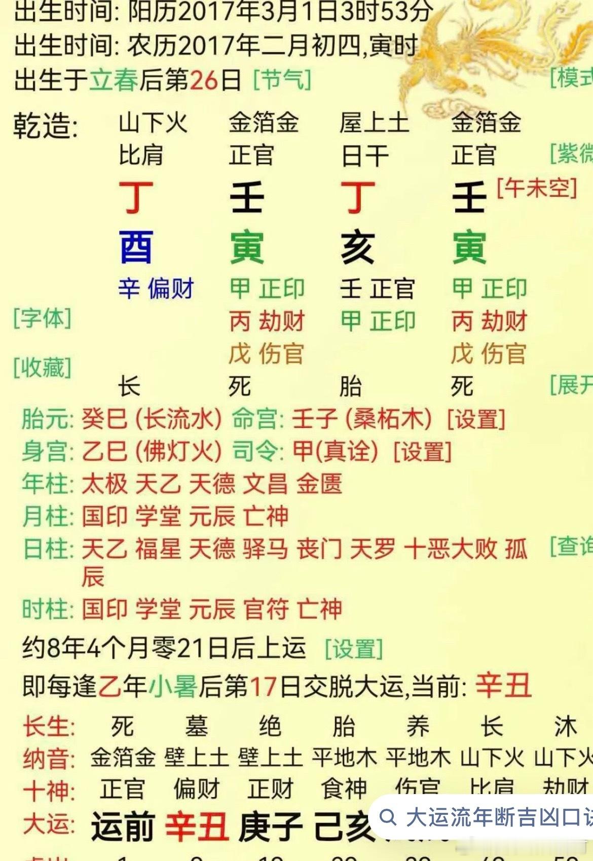 此命父亲是一位优秀男士，于2024年意外离世。十分痛惜。倪可说子平真诠