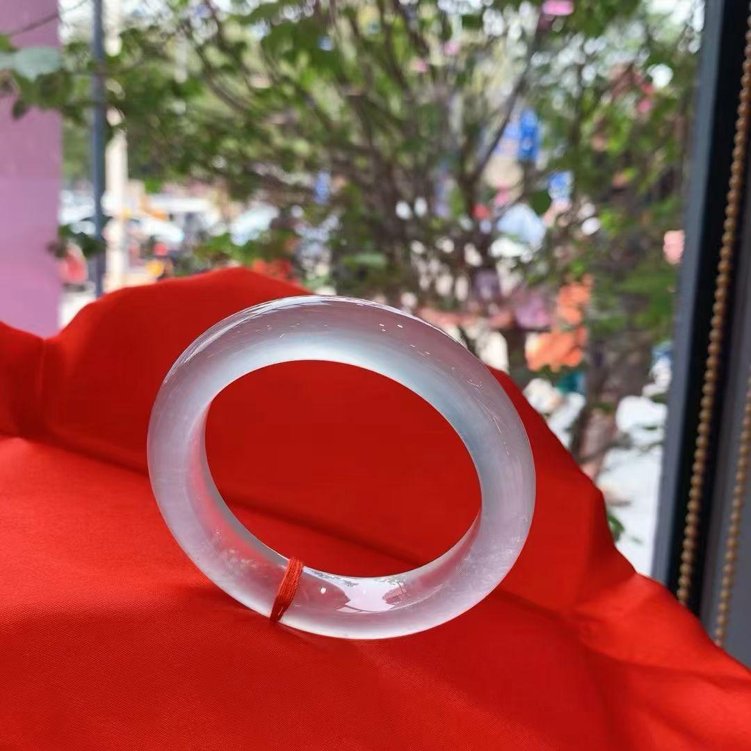 玻璃种正圈手镯，通透起光，完美小七大价，圈口54*12*9.3mm对庄询