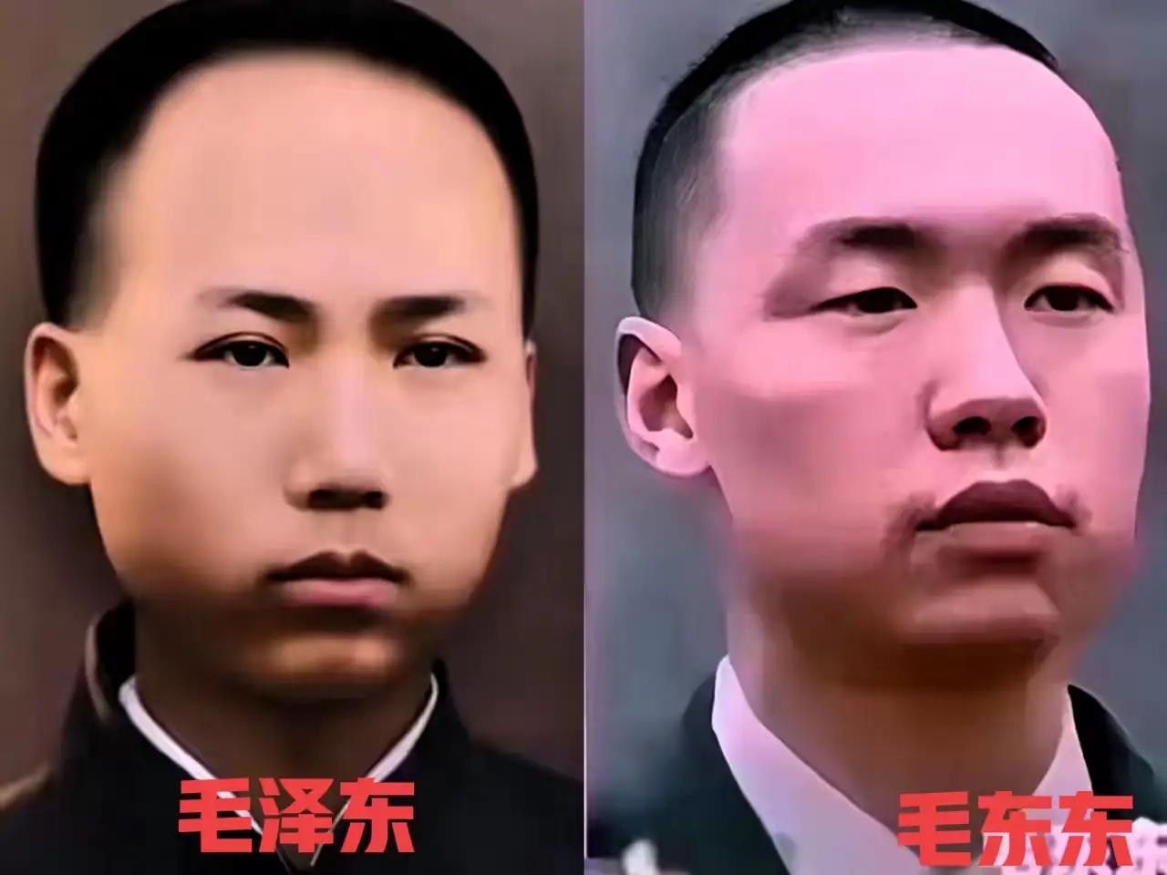 能够刷到毛主席和“毛四代”毛东东的对比照，相信这是我们的运气和福气，两人的五官轮