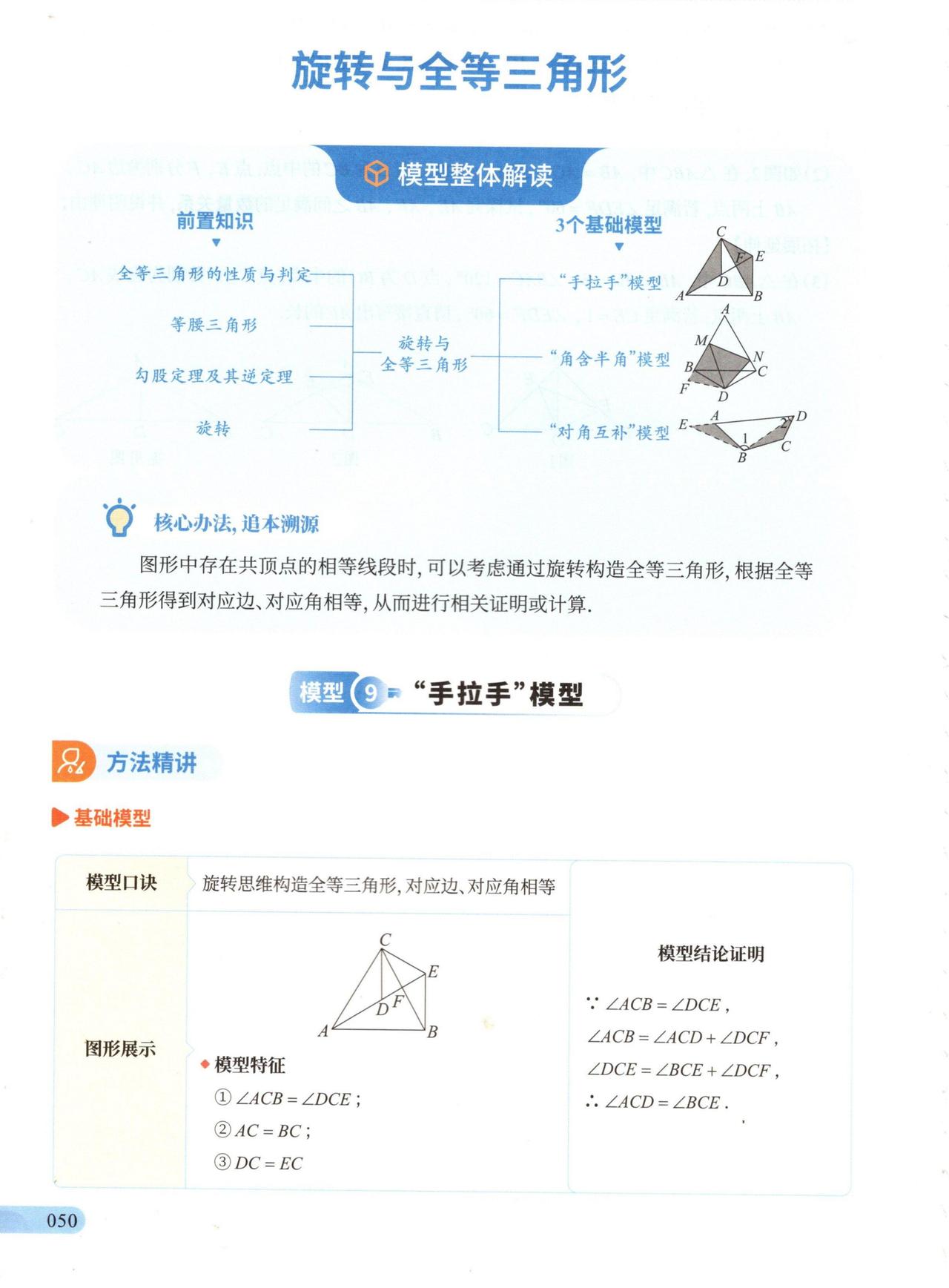新初二数学暑假培优——全等模型汇编
1、手拉手
2、角含半角
3、对角互补型