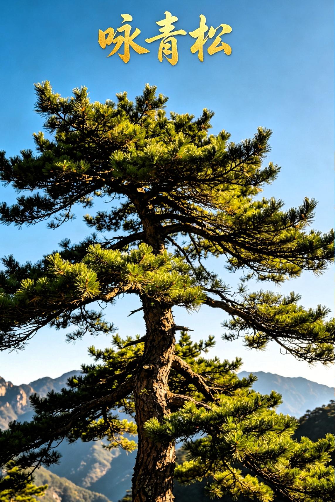 <咏青松>.七言律诗

 
峻崖苍壑耸芳容，傲骨凌然御朔风。

深扎根岩凝厚势，
