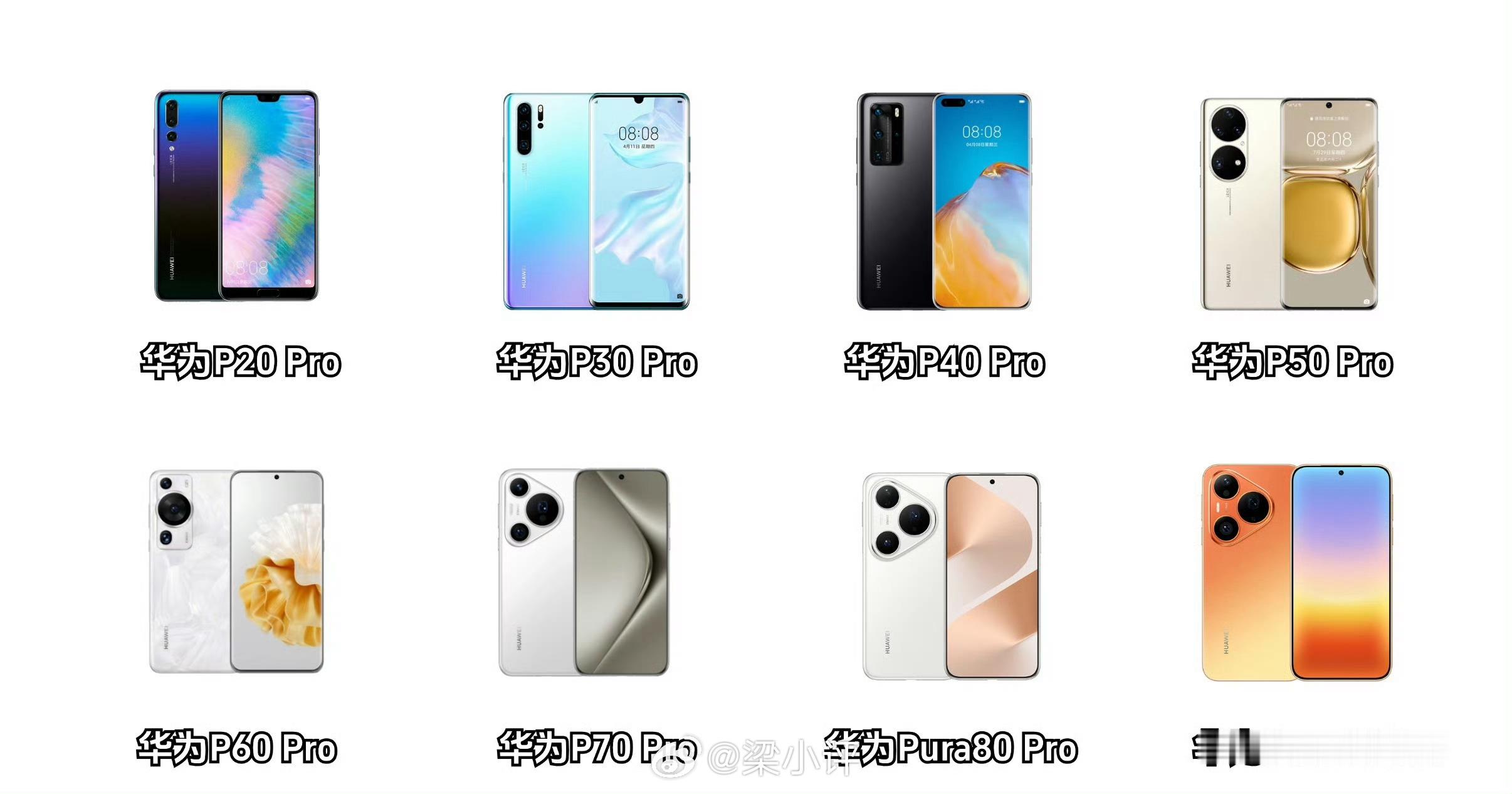 从华为P20 Pro到华为Pura90 Pro，8款型号，非要选择一个外观设计最