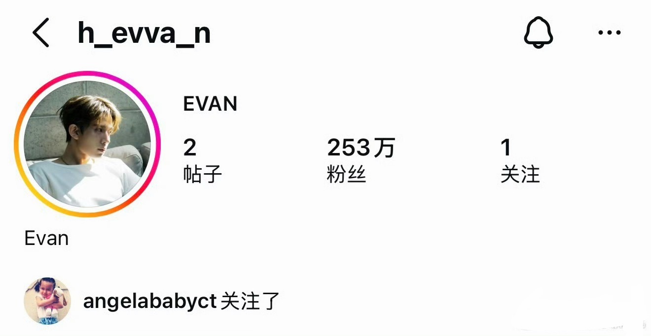 李羲承被邀请了Angelababy杨颖关注了李羲承INS账号 