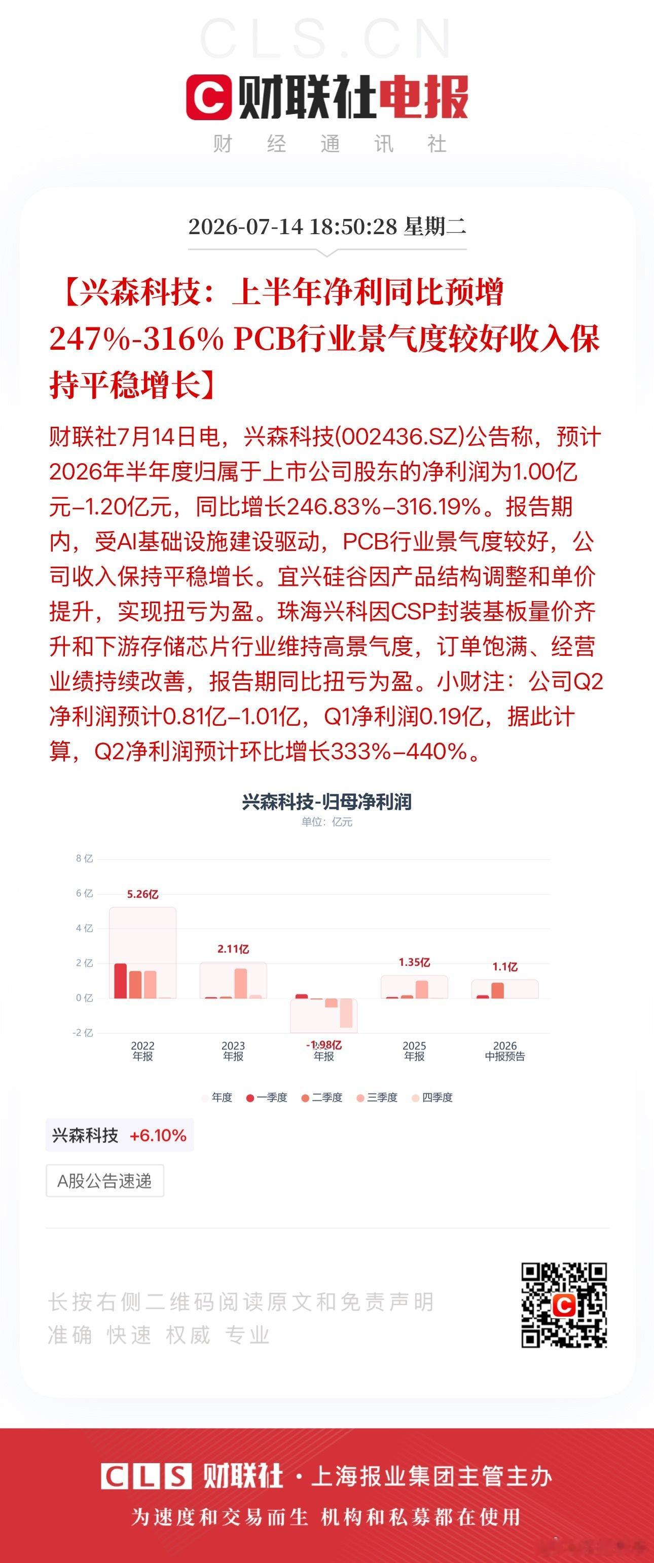 长电科技：上半年净利同比预增63%-102% 半导体行业景气度提升客户订单增长兴