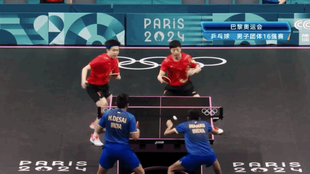复盘王楚钦的奥运表现。男团16强赛，国乒3-0淘汰印度。和马龙搭档双打的王楚钦此