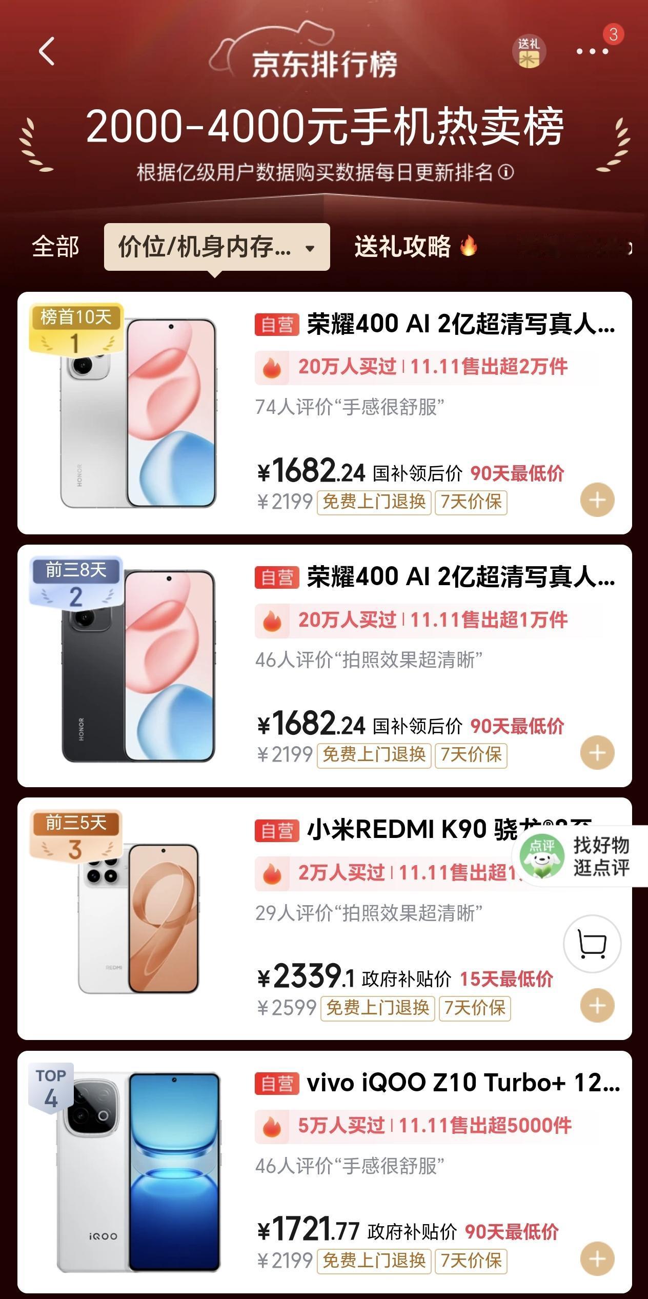 潮水退去，谁裸泳谁尴尬[捂脸]没想到荣耀400成了线上线下皆爆款的存在，在线上2