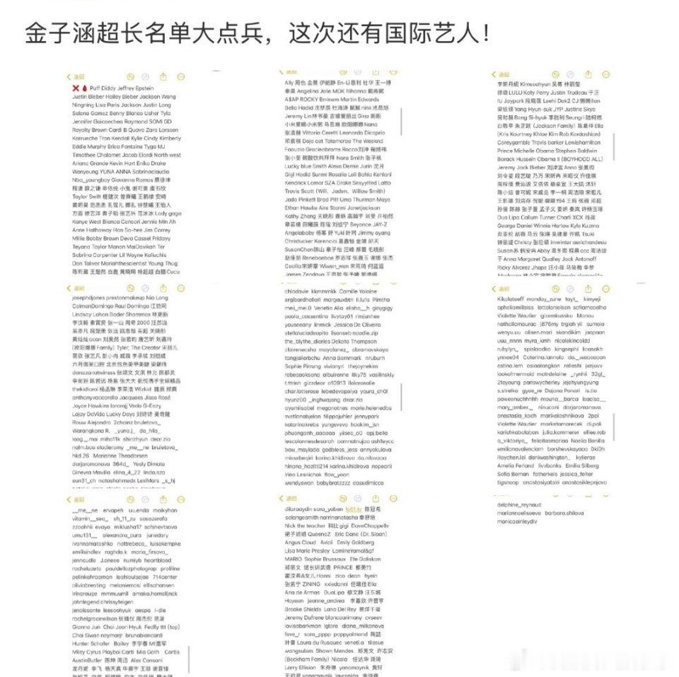 名单里还列了一堆欧美明星，人跟她也不认识，也没啥关系不至于会害她，我感觉纯是为了
