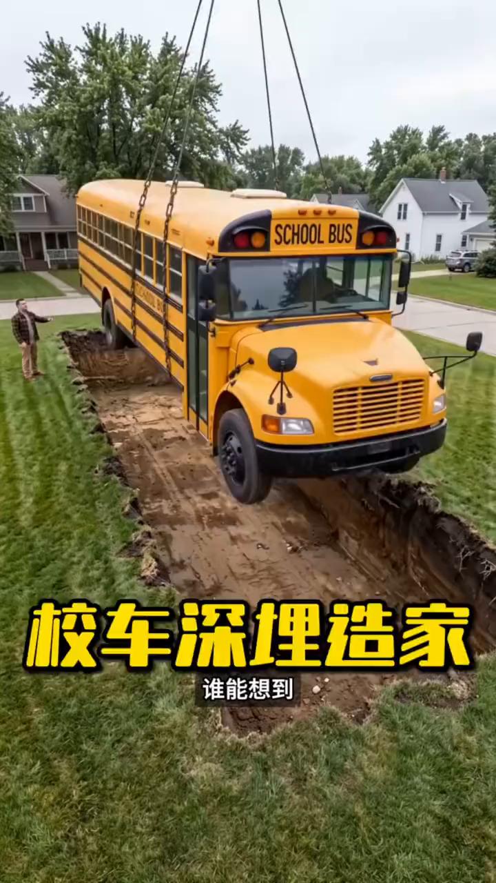 谁能想到，一辆废弃校车竟被男子改造成了一座隐藏在地下的私人小屋。
·他先将整辆校