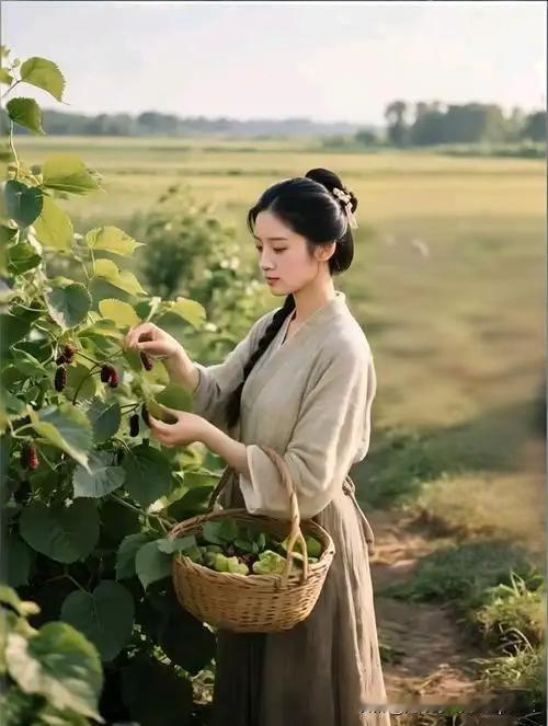 《蚕 妇》
——唐.来鹄
晓夕采桑多苦辛，
好花时节不闲身。
若教解爱繁华事，