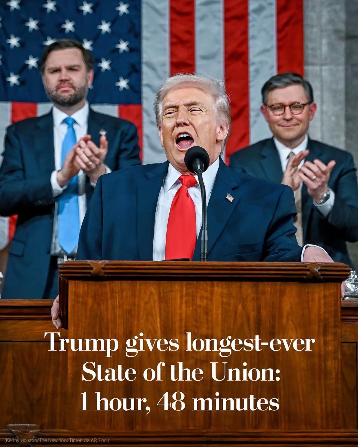 绝了！特朗普又破纪录了！这次是“把副总统腿站断”的那种！

别人演讲拼内容，他拼