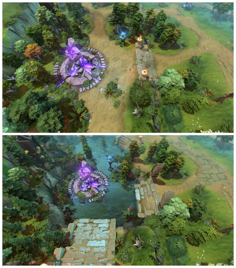 7.40地图变动，对边路地形进行了一定的修改！dota2