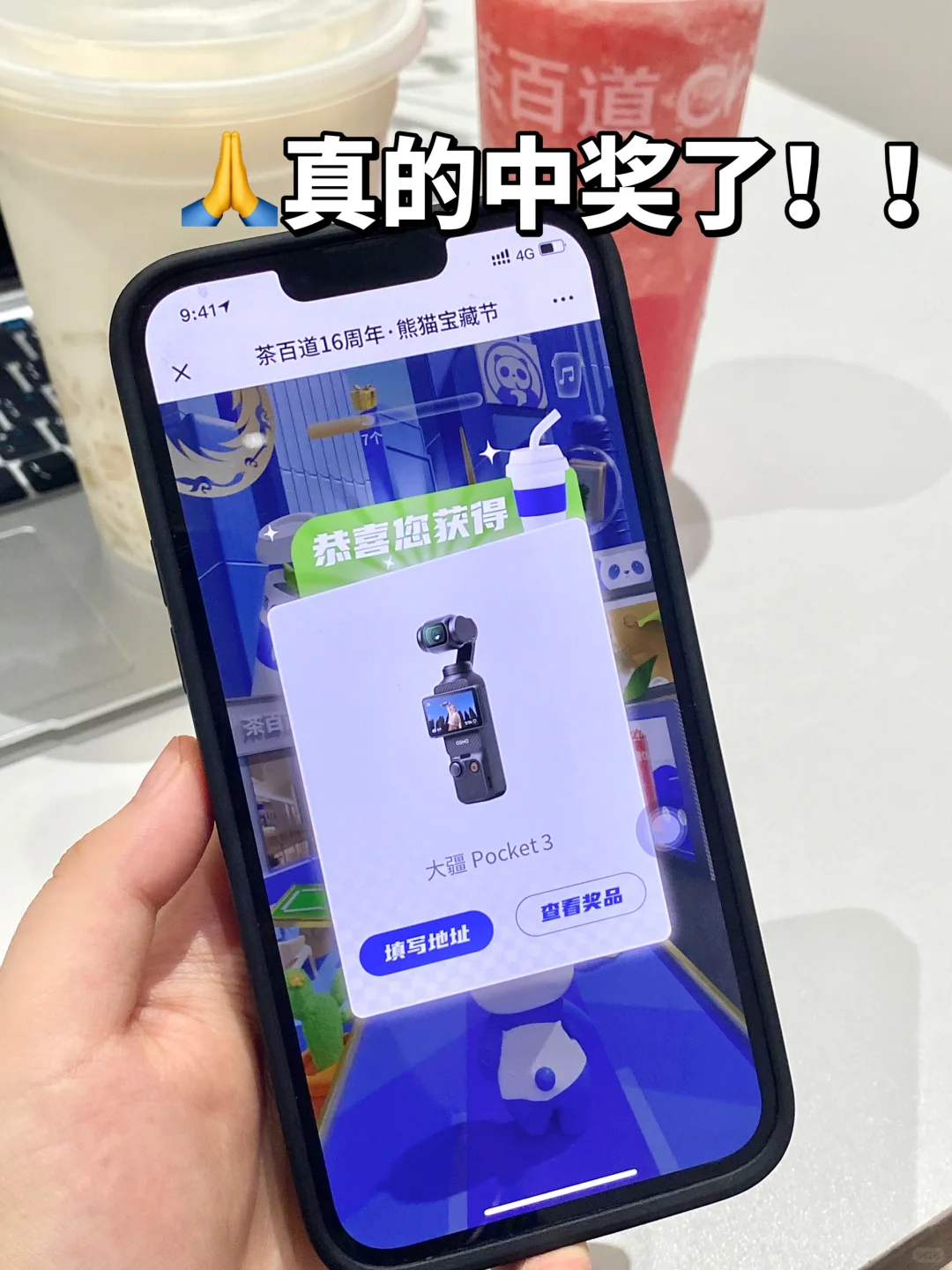 传下去！！茶百道抽奖太容易中了吧！！！