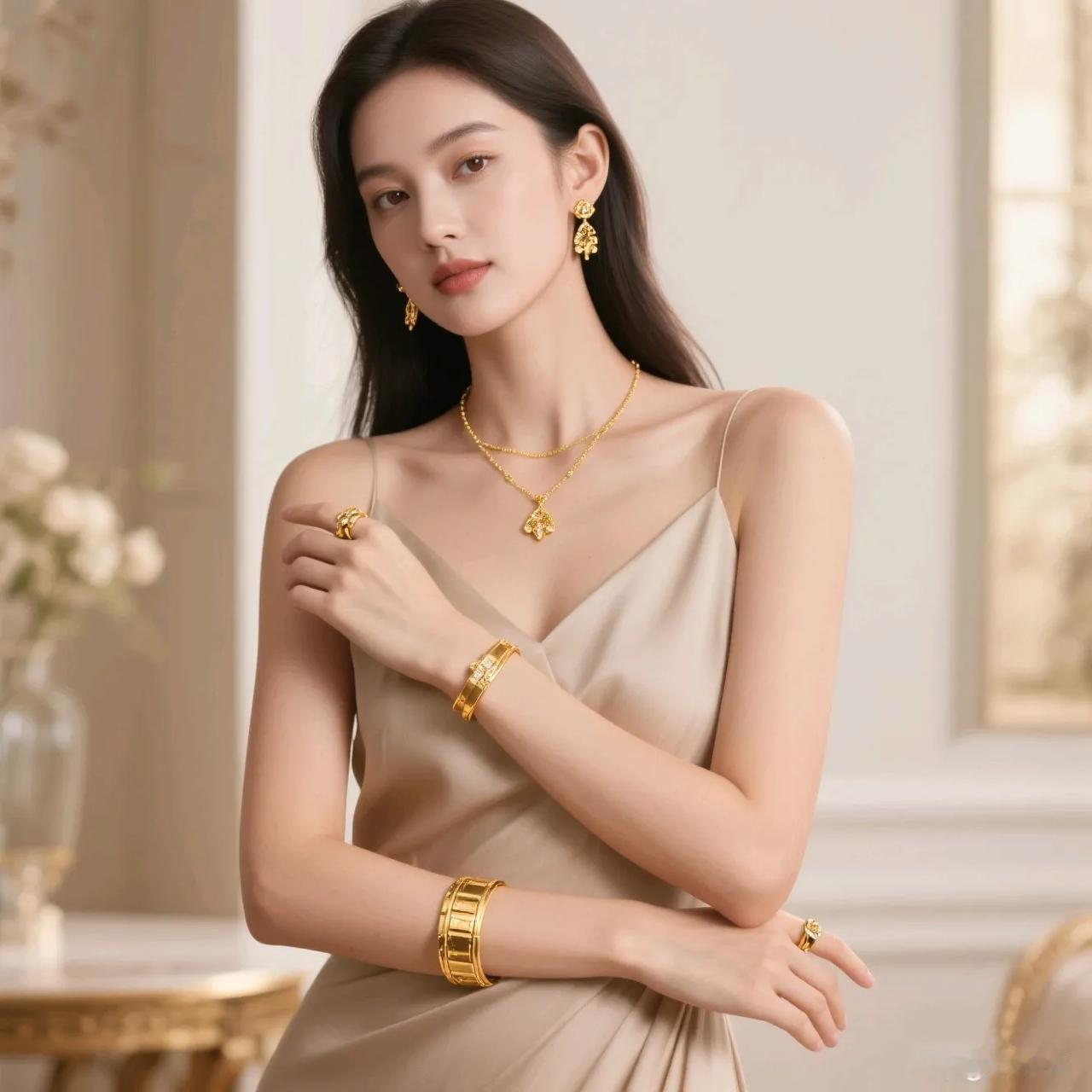 今天下午有一个女的来取快递，
穿的可漂亮了，
黄金耳坠，
黄金手镯，黄金项链，黄