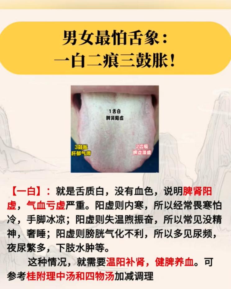 看懂这种舌象：舌白、齿痕、舌边鼓，分别代表什么