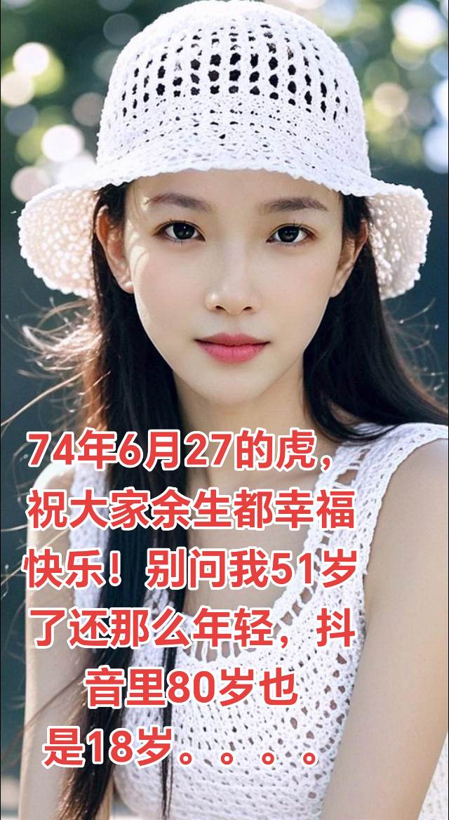 74年6月27的虎，祝大家余生都幸福快乐，别问我51岁了还那么年轻，里...