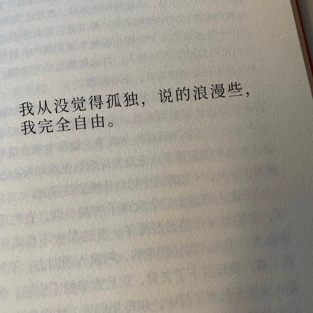 我从没觉得孤独，说的浪漫些，我完全自由。 ​​​