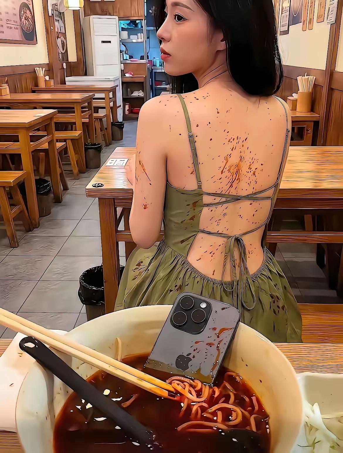 红油纹身的确有新意，但是用苹果手机砸出油花就过分了。