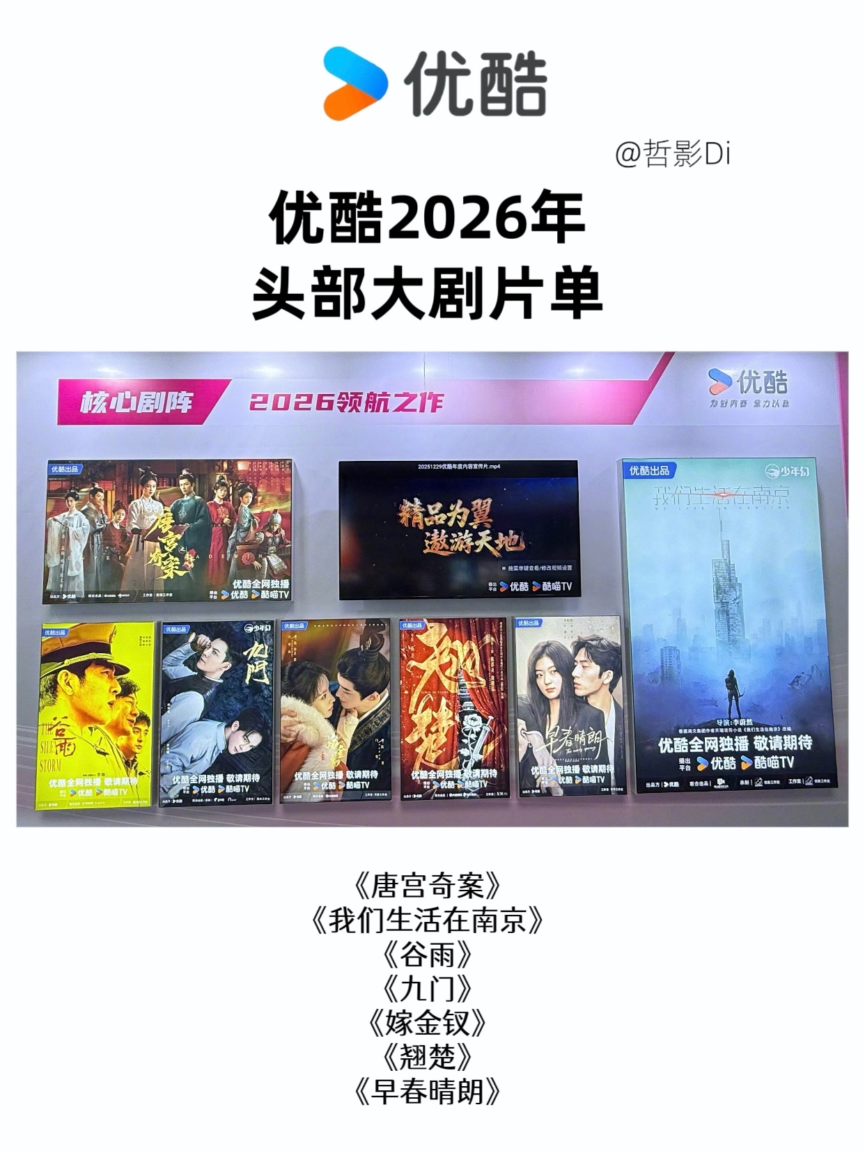 爱优腾芒果2026年头部大剧爱奇艺、优酷、腾讯视频、芒果TV国内四大视频平台公布