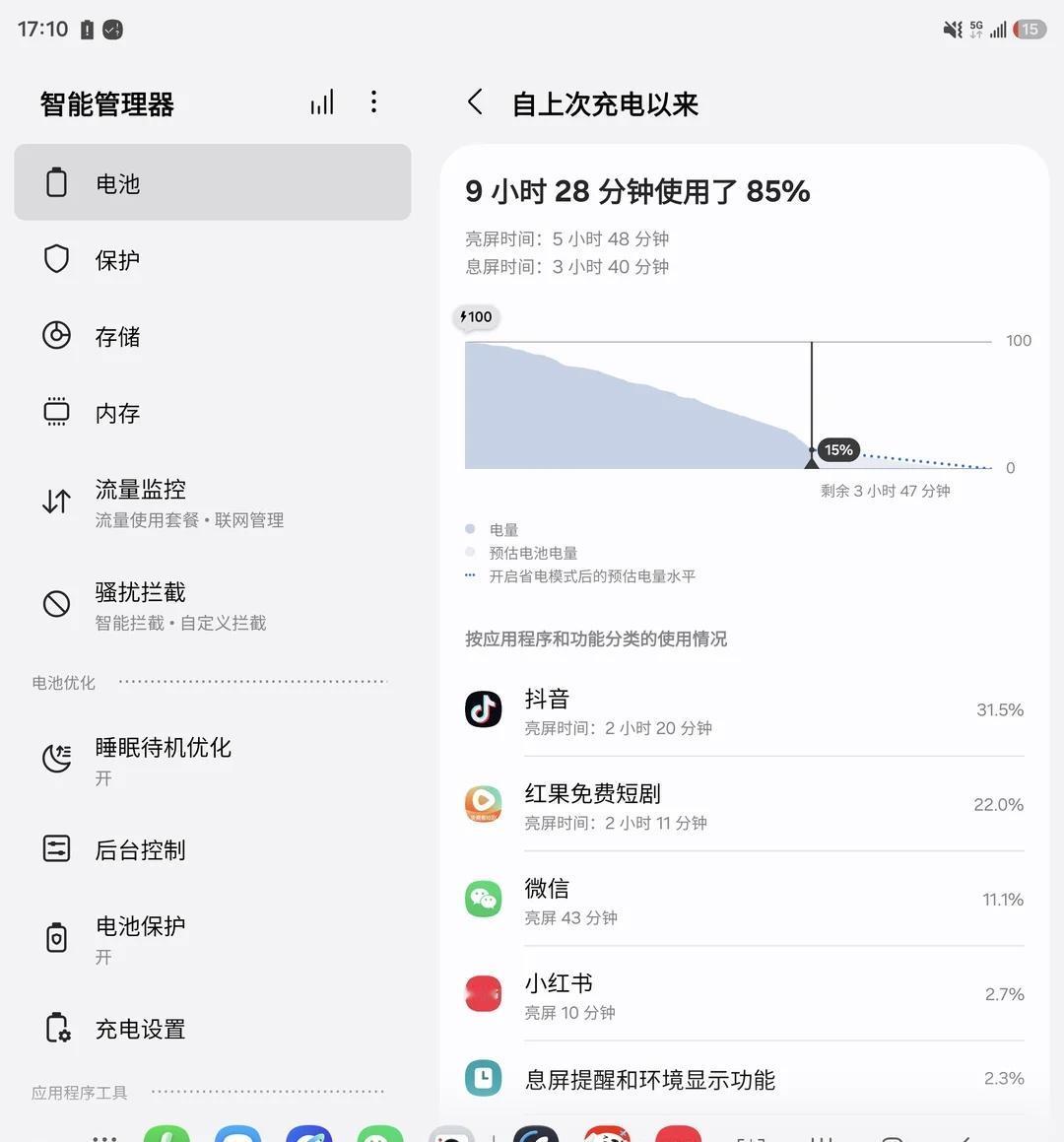 三星fold8u，打开账户把同步关了，电池时间翻倍，亲测有效。这使用6个小时。