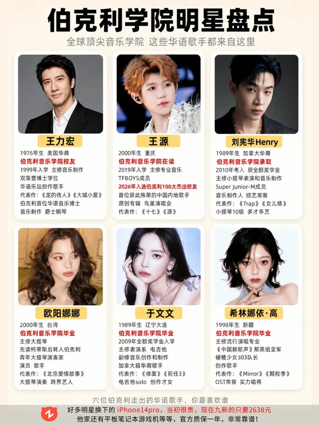 六位伯克利出身的华语歌手，你最认可谁？